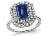 2.50 Carat (ctw) Lab-Created Blue Sapphire Engagement Ring in 14K White Gold with Lab Grown Diamonds